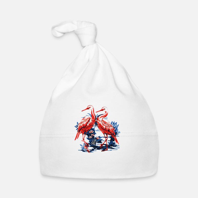 Zwei elegante japanische Kraniche Baby Bio-Mütze