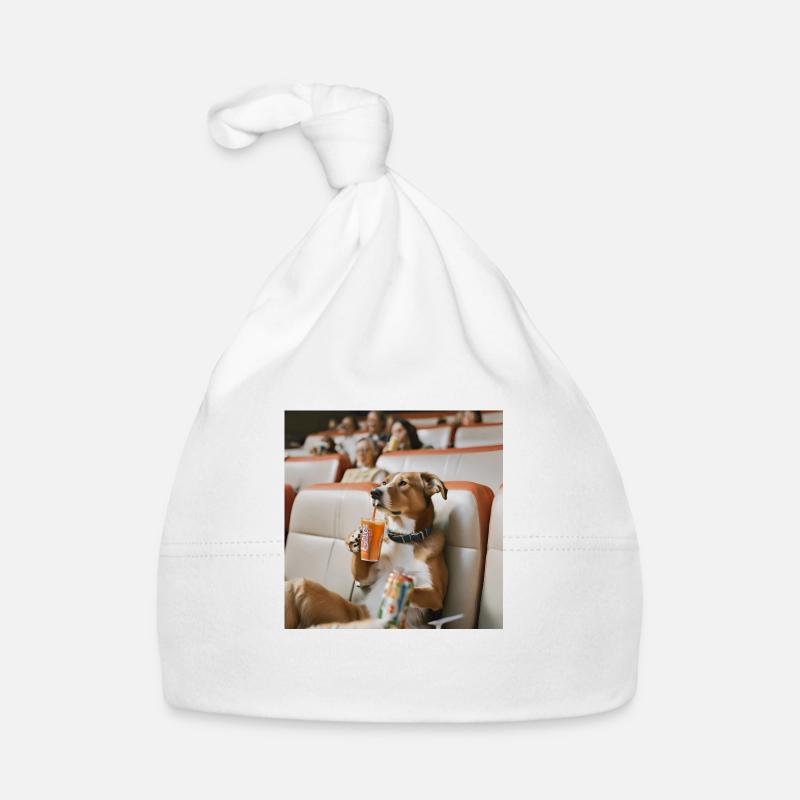 Chien au cinéma - Bonnet bio Bébé - blanc