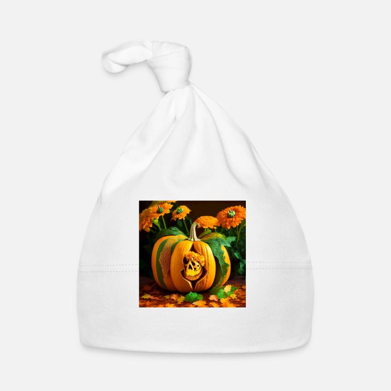 Halloween Kürbis mit einem Schädel im Inneren Baby Bio-Mütze