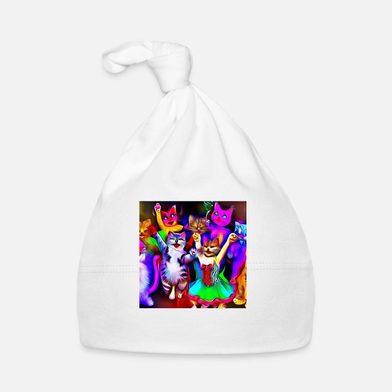 Katzenkarneval - Baby Bio-Mütze - Weiß