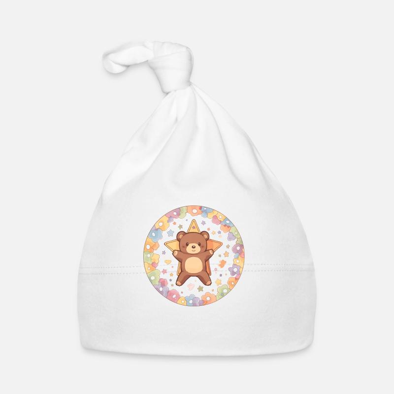 Nounours Fleuri - Bonnet bio Bébé - blanc