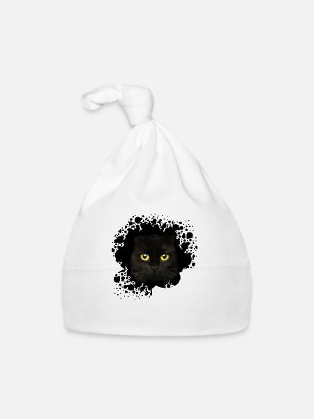 Katze - Baby Bio-Mütze - Weiß - Vorne