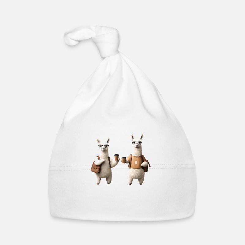 Lama Pärchen Cool Geschenk Gift Familie Kaffee Baby Bio-Mütze