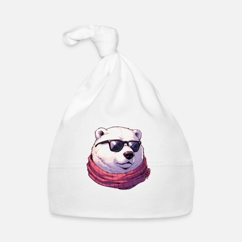 cooler Eisbär mit sonnenbrille - Baby Bio-Mütze - Weiß