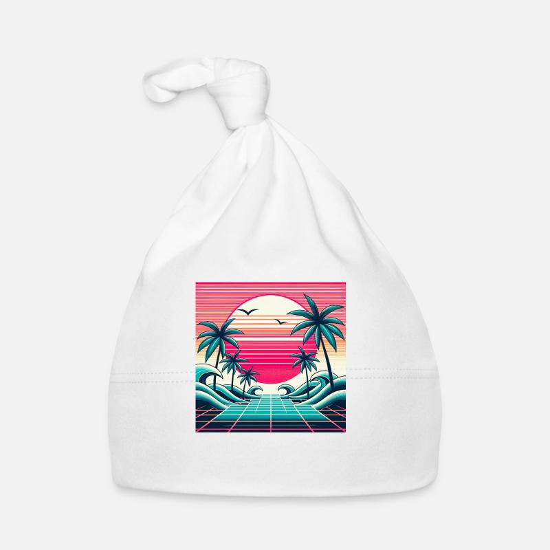 Retro Wave 80s Sunset Organic Baby Cap
