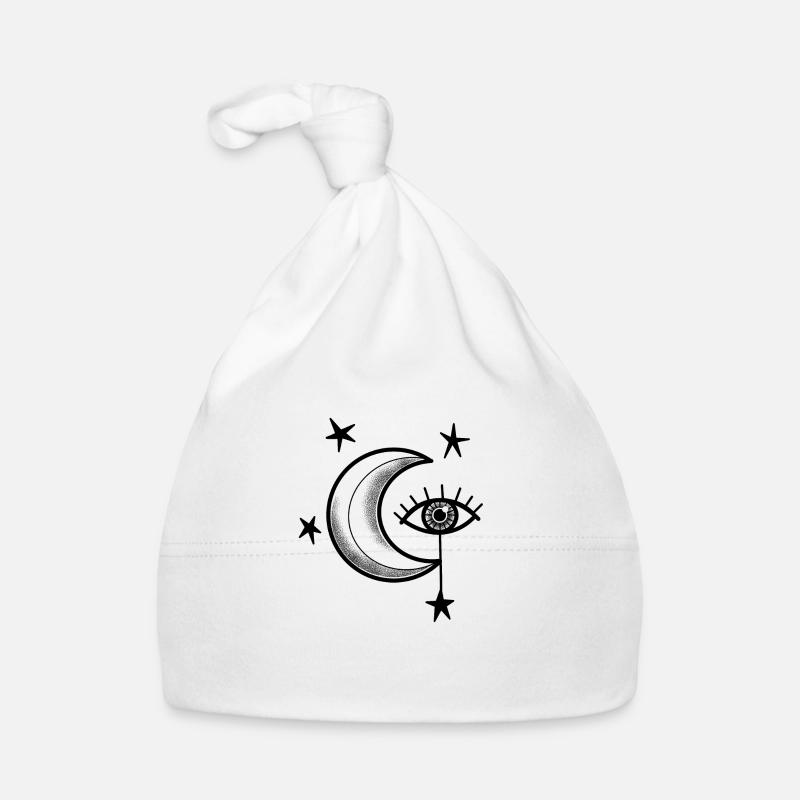 Tat style Witchy Boho Eye And Moon Stars Organic Baby Cap