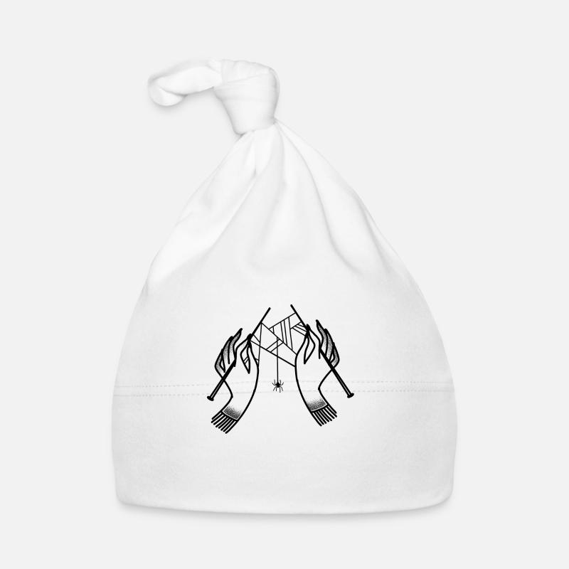 Witchcore Boho Hands Knitting Spiderwebs Organic Baby Cap
