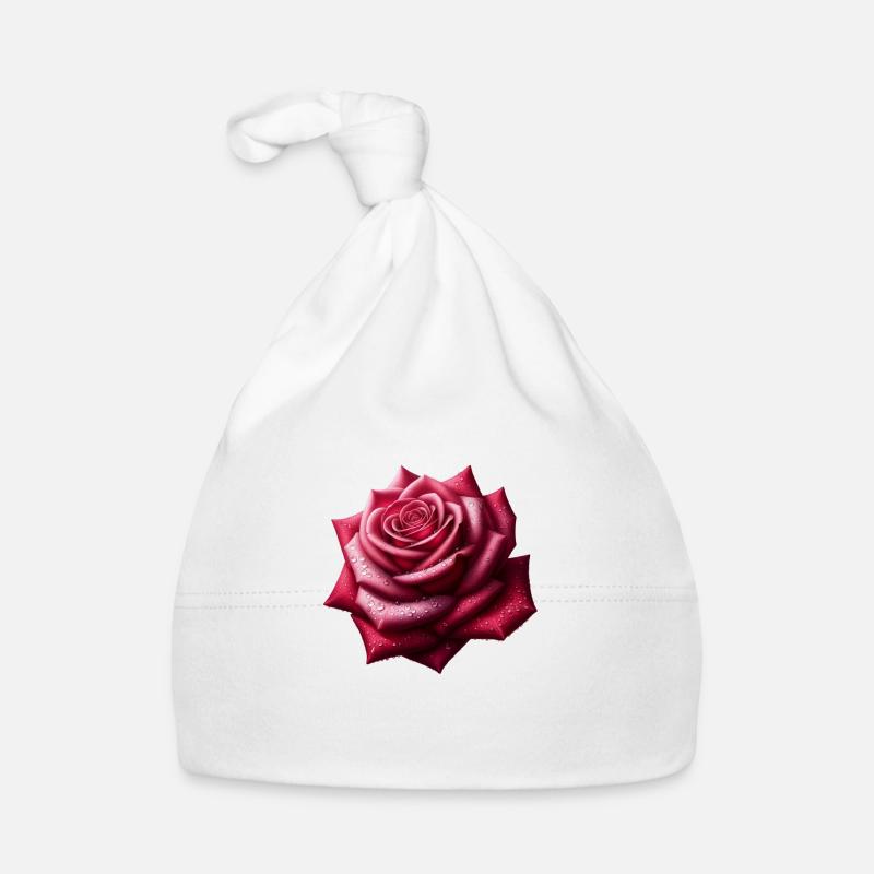 Realistic Rose Design Organic Baby Cap