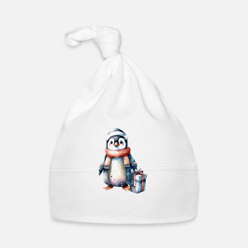 Pingouin Noël père Noël chapeau d’hiver Design Bonnet bio Bébé
