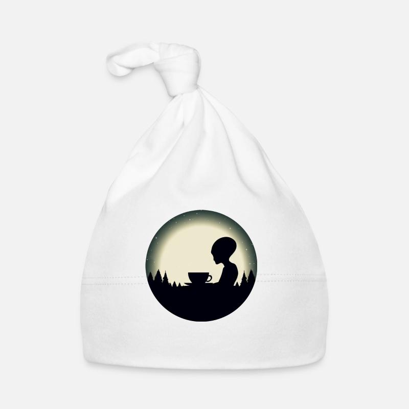 Alien Alien Coffee Silhouette Night Sky Organic Baby Cap