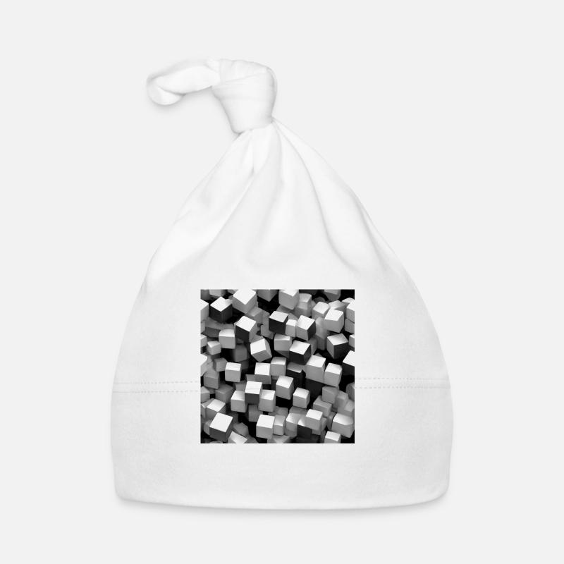 Blockdesign - Baby Bio-Mütze - Weiß