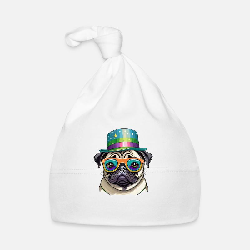 der Verrückte Mops - Baby Bio-Mütze - Weiß