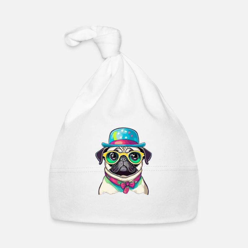 Un chien coloré - Bonnet bio Bébé - blanc