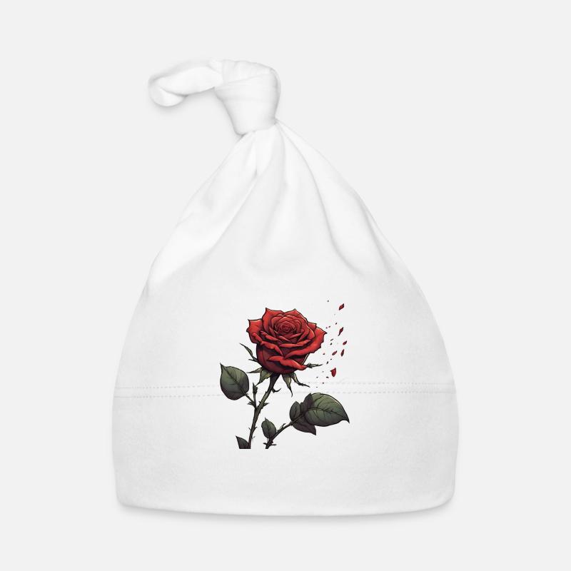 Das Zeichen der ewigen Liebe - die rote Rose Baby Bio-Mütze