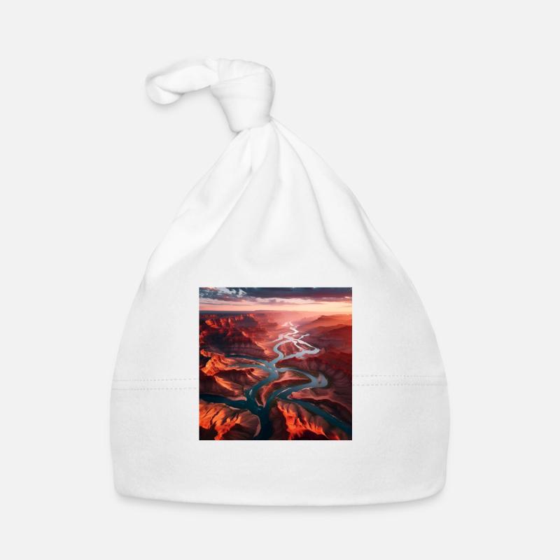 Paysage fluvial - Bonnet bio Bébé - blanc