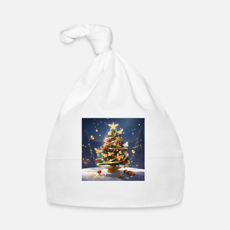 WEIHNACHTSBAUM MIT SCHMETTERLINGEN Baby Bio-Mütze