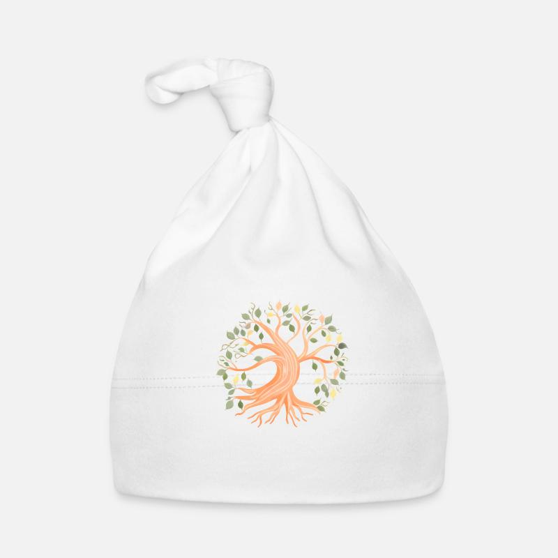 Lebensbaum Meditation Baum des Lebens Yoga - Baby Bio-Mütze - Weiß