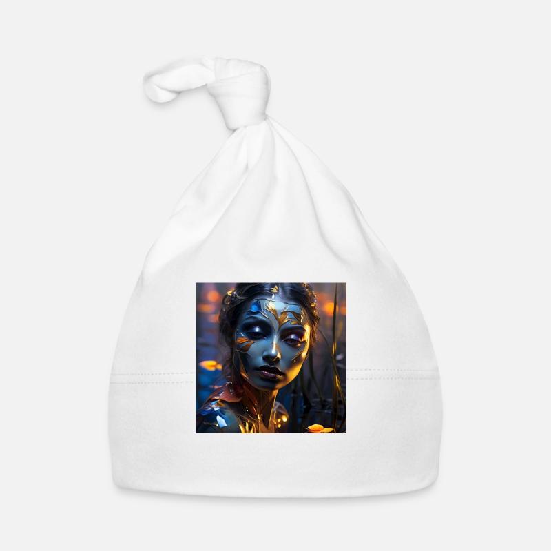 femme de la lune - Bonnet bio Bébé - blanc
