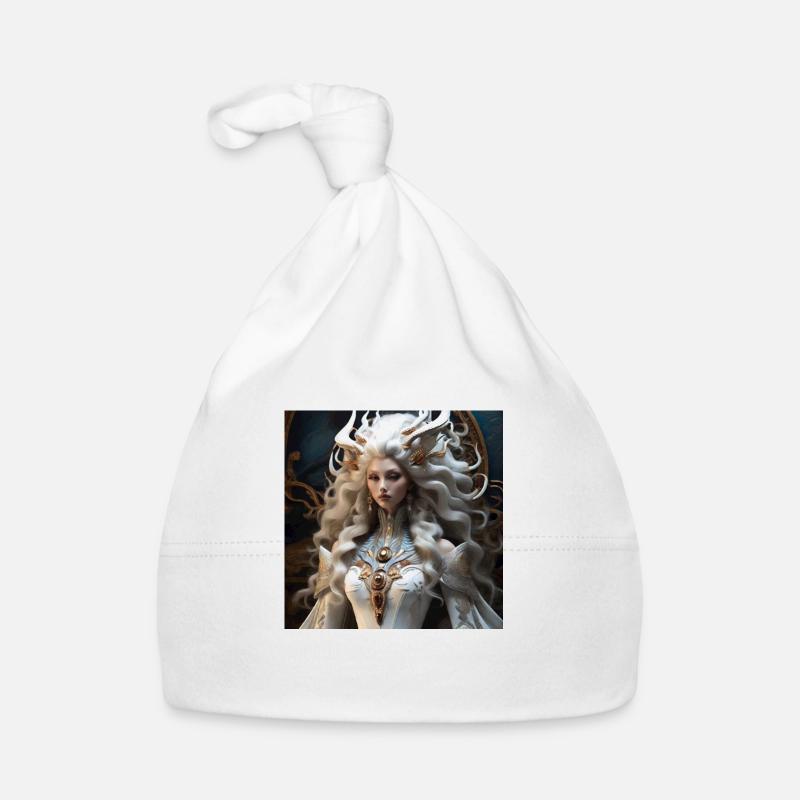 Reine lion blanc - Bonnet bio Bébé - blanc