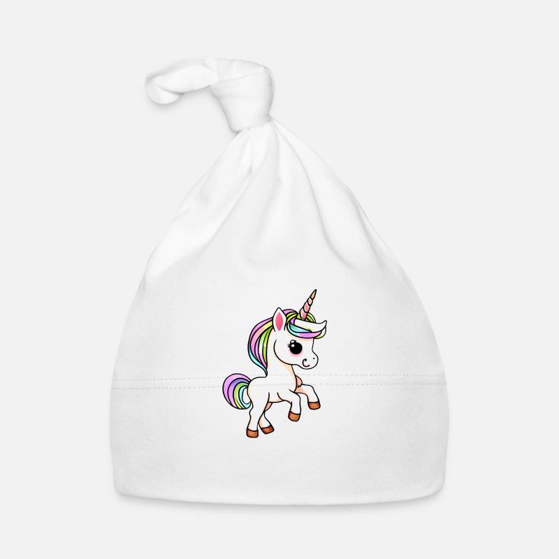 Einhorn Fabeltier Einhörner Mädchen - Baby Bio-Mütze - Weiß