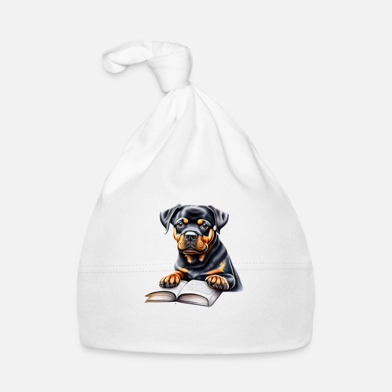 Rottweiler Hund Buch lesen Hunde Hundehalter Baby Bio-Mütze