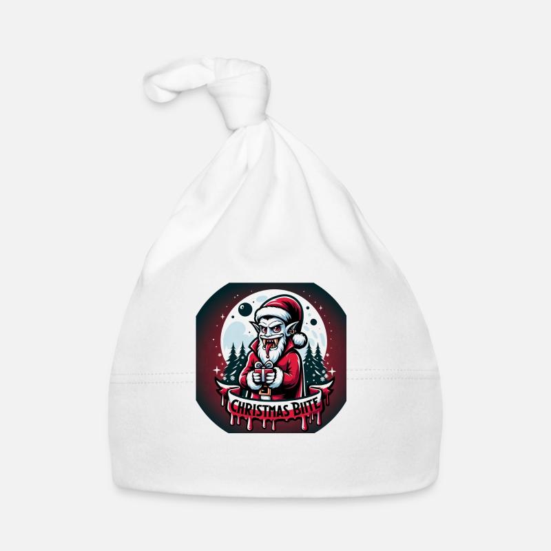 Père Noël vampire - Bonnet bio Bébé - blanc