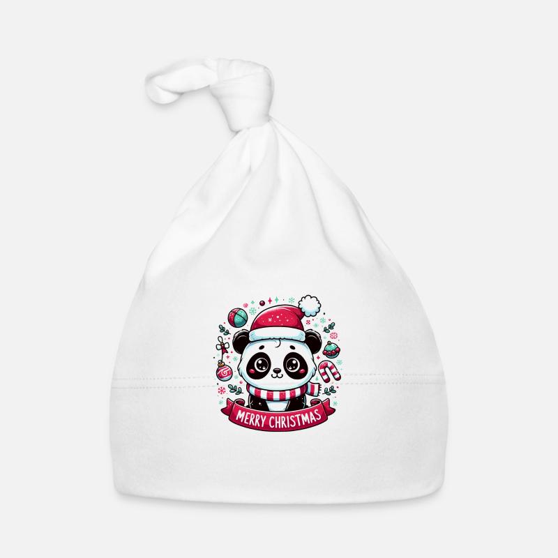 Panda Joyeux Noël - Illustration Polyvalente Bonnet bio Bébé