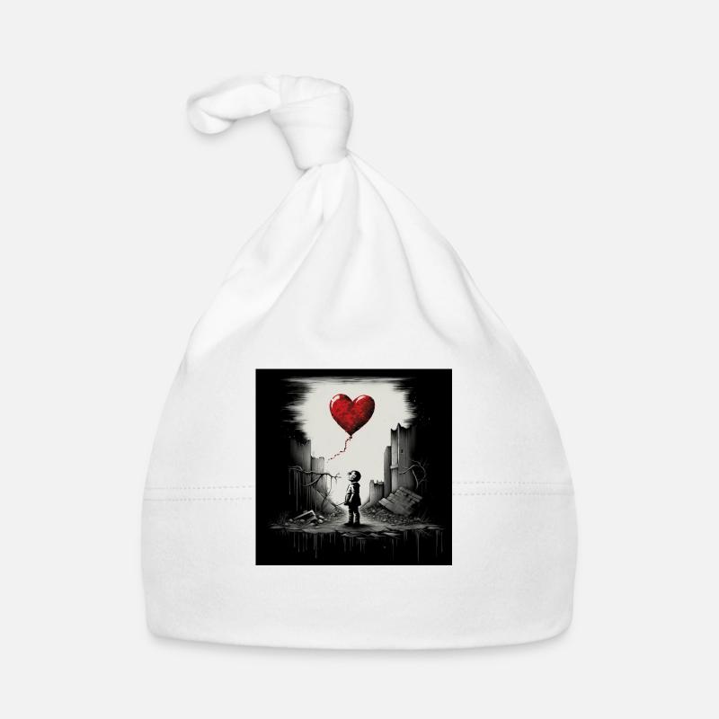 Chemise imprimée comme l’art de banksy - Bonnet bio Bébé - blanc