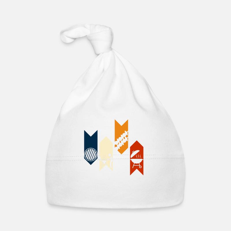 Barbecue rétro vintage - idée cadeau barbecue - Bonnet bio Bébé - blanc