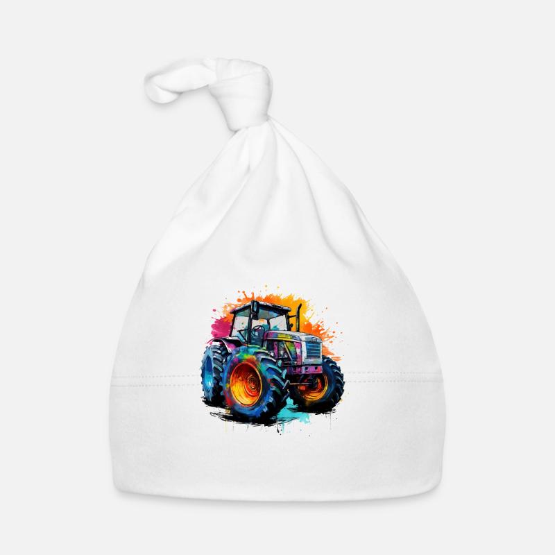Tractor Farmer & Farmer Design. Gift Organic Baby Cap