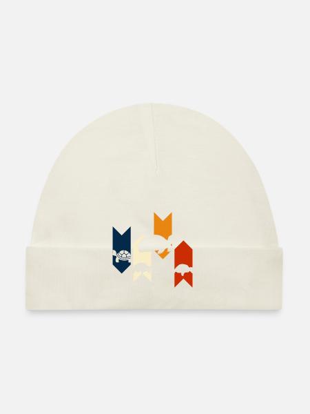 Tortue rétro vintage-idée cadeau tortue - Bonnet bio Bébé - blanc - Devant