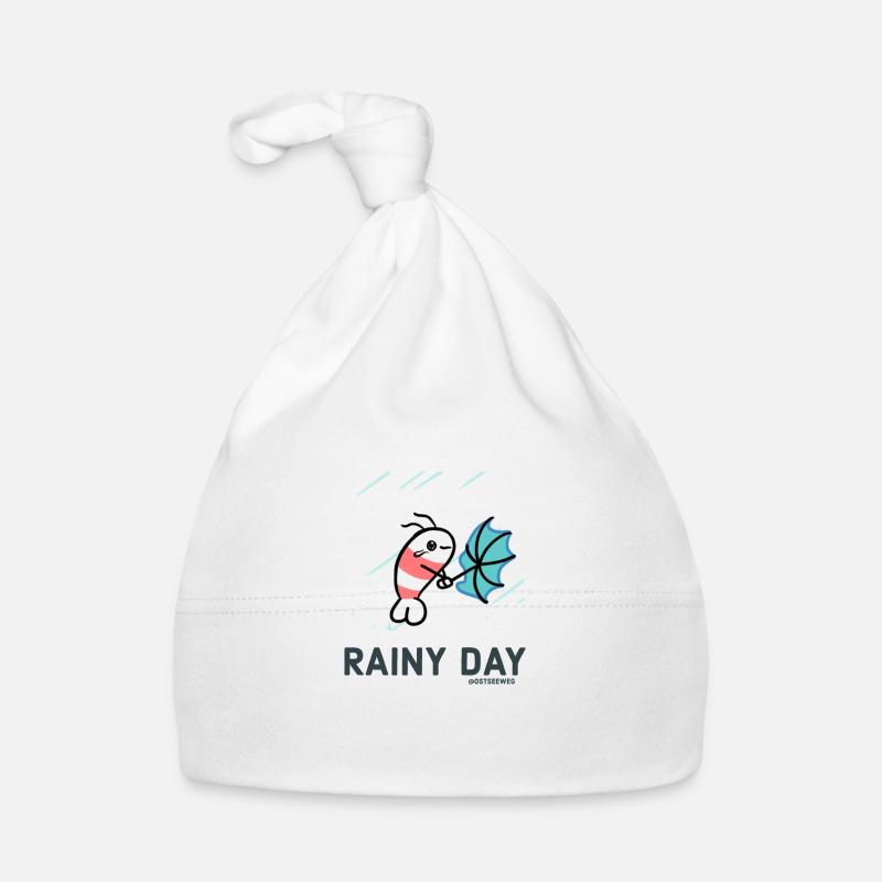 Rainy Day Fish - Baby Bio-Mütze - Weiß