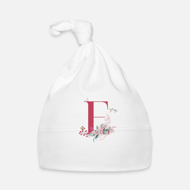 Lettre E floral -idée cadeau Bonnet bio Bébé