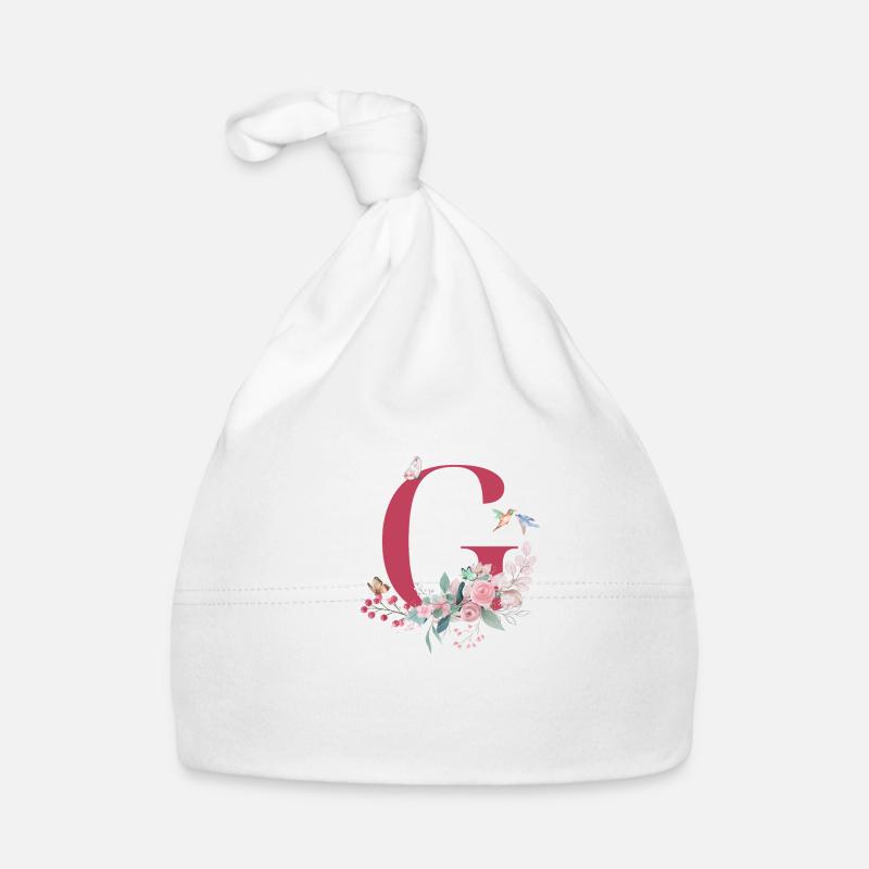 Lettre G floral -idée cadeau Bonnet bio Bébé