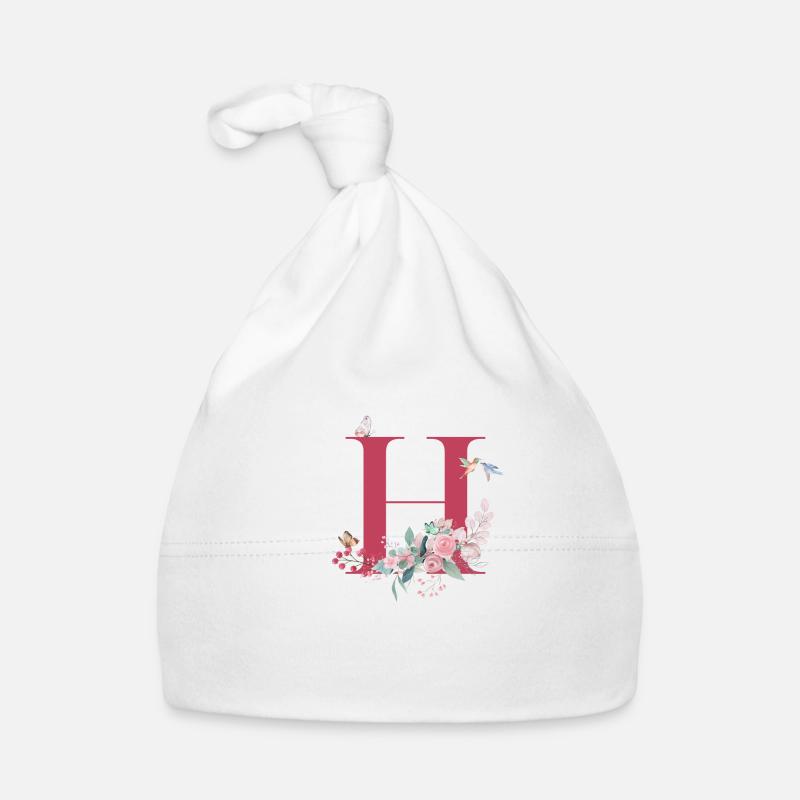Buchstabe h floral - Geschenkidee Baby Bio-Mütze
