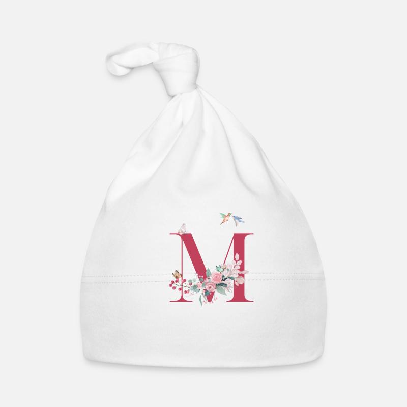 Letter M Floral - Gift Idea Organic Baby Cap