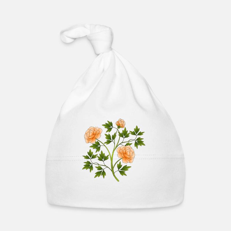 Blumen - Baby Bio-Mütze - Weiß