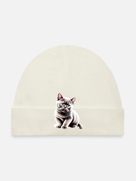 British Shorthair, Cat, Cat, Kitten, Cats - Organic Baby Cap - white - Front
