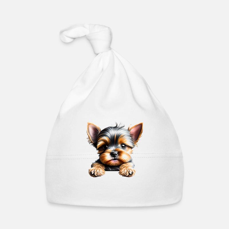 Yorkshire Terrier Chien Propriétaire Chien Chiot - Bonnet bio Bébé - blanc
