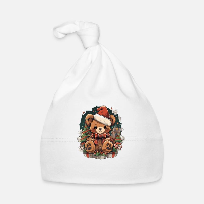 Noël Teddy 2 - Bonnet bio Bébé - blanc