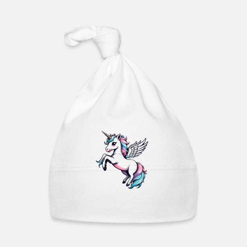 Licorne Unicorn Kawaii - Bonnet bio Bébé - blanc