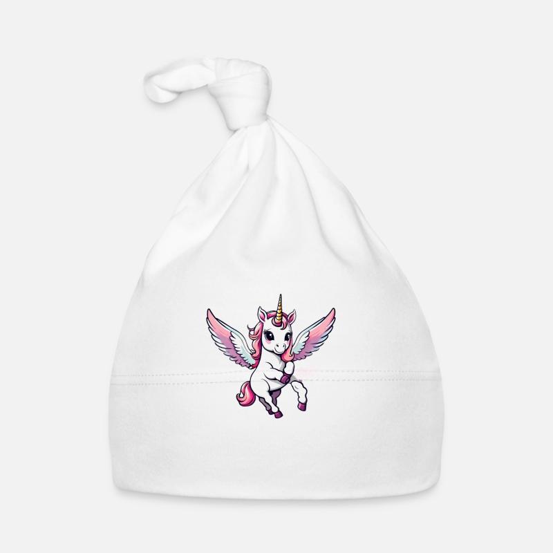 Licorne Unicorn Kawaii - Bonnet bio Bébé - blanc