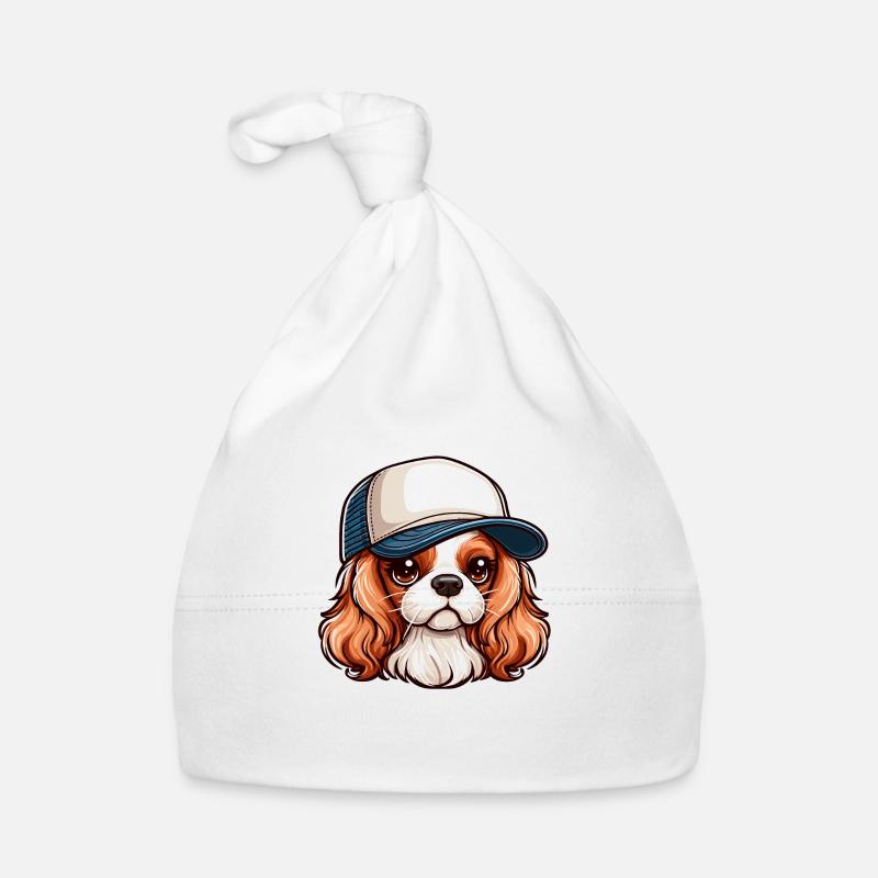 Chien Cavalier King Charles chien - casquette - Bonnet bio Bébé - blanc