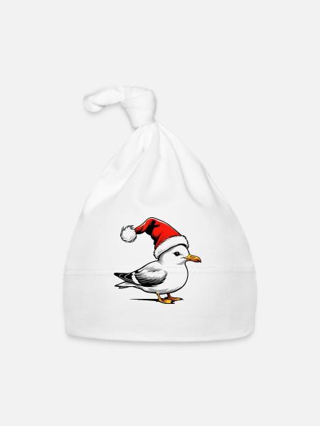 Mouette de Noël avec chapeau - Bonnet bio Bébé - blanc - Devant
