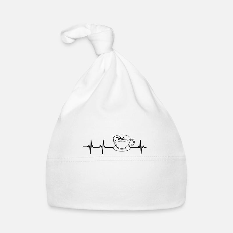 battement De cœur café - Bonnet bio Bébé - blanc