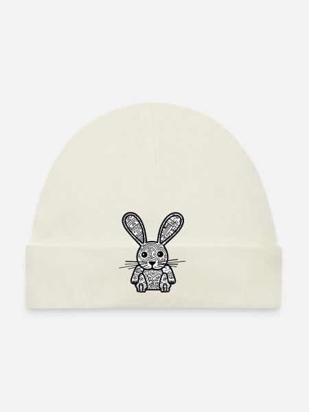 Hase - Baby Bio-Mütze - Weiß - Vorne