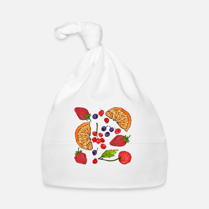 Obst - Baby Bio-Mütze - Weiß