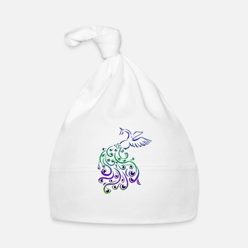 Paon Tribal arc-en-ciel élégant cadeau oiseau Fun Bonnet bio Bébé