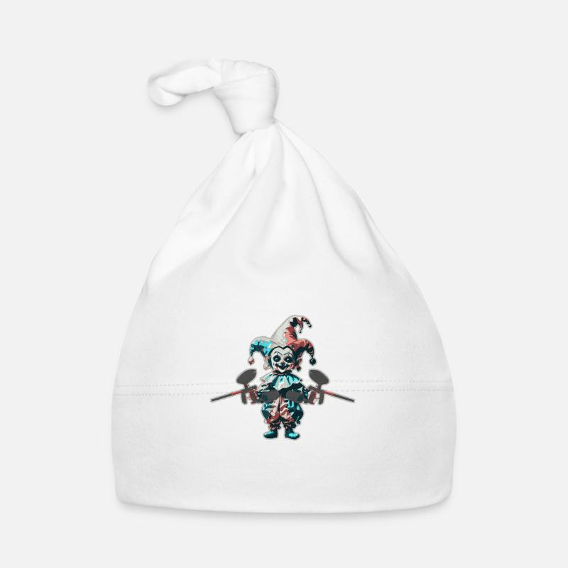 Embroydyred paintballing horror jester print Organic Baby Cap