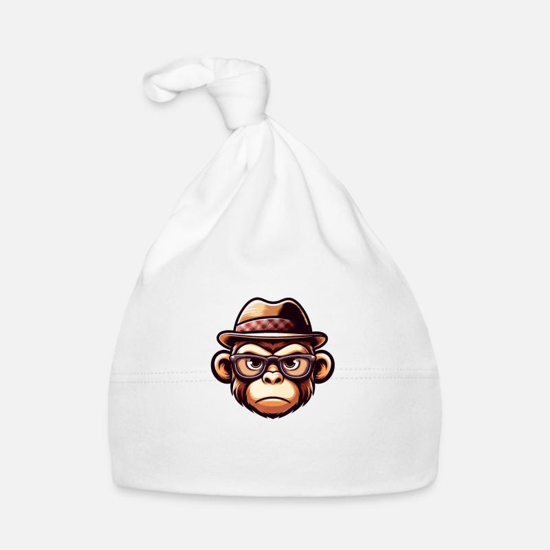 Singe espiègle avec des lunettes Bonnet bio Bébé